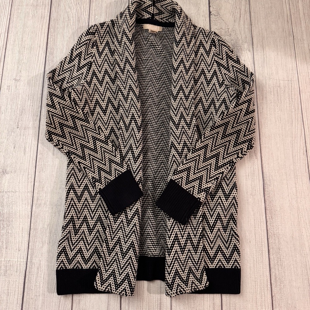 BANANA REPUBLIC Cardigan Sweater sz S MERINO WOOL ITALIAN YARN Blue Chevron